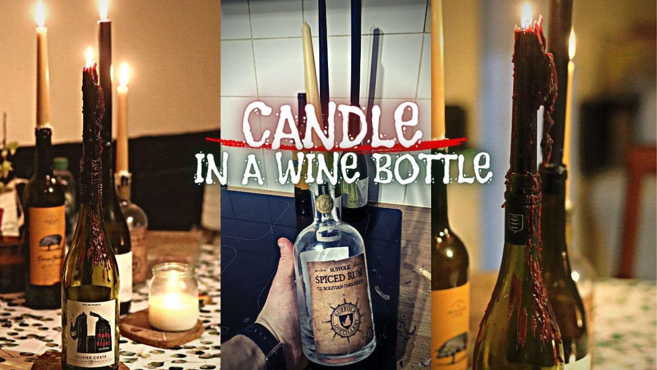 Candle in wine bottle