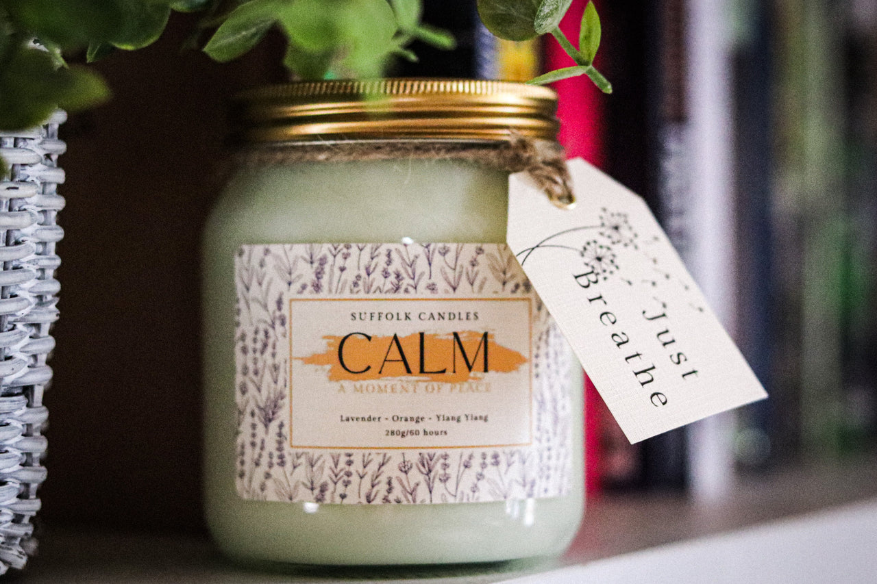 Calm Candle + Essential Oil Bottle - Lavender, Ylang Ylang & Sweet Orange