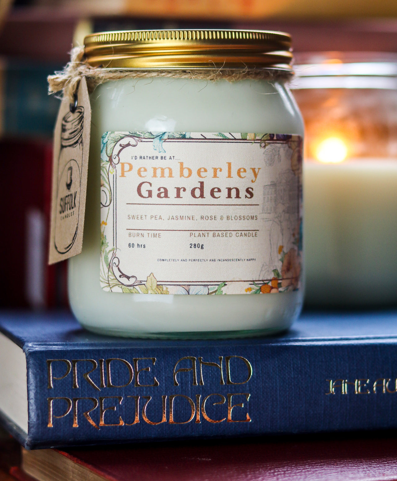 Pemberley Gardens Candle - Literary Locations Bookish Vegan Candle - Pride and Prejudice - Jasmine, Sweet Pea & Rose