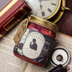 Sherlock's Study - Sherlock Holmes Inspired Candle - Rich Leather, Musk, & Amber Scented Candle Jar