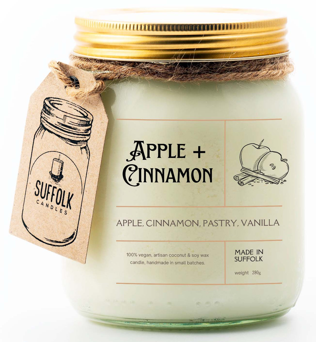 Apple & Cinnamon Candle, Warm Aroma of Freshly Baked Apple Crumble