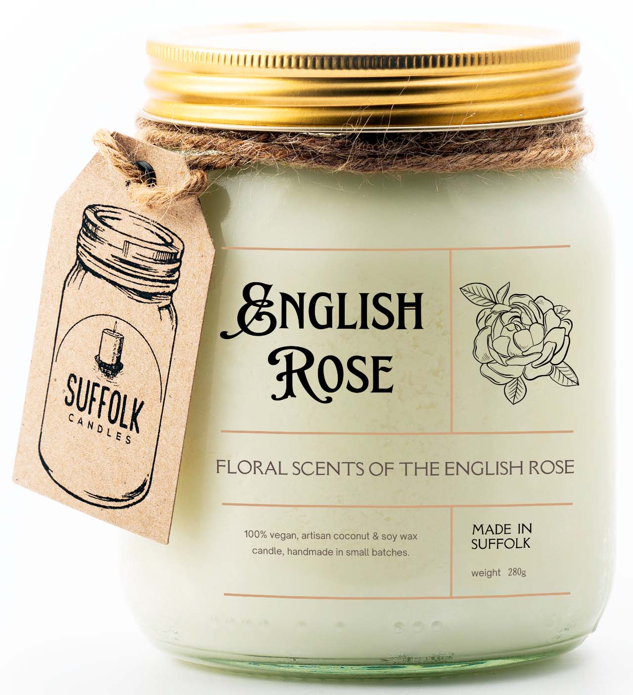 English Rose Candle, Fresh Natural Scent of Rose, Geranium & Lavish Rose Water
