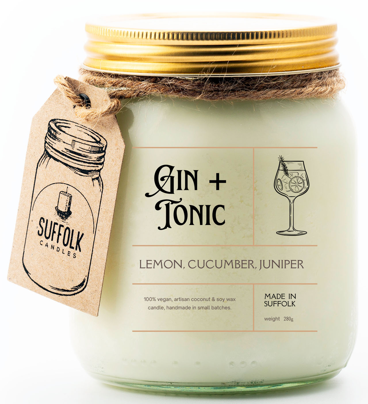 Gin & Tonic Candle, Refreshing Scent of Juniper and Crisp Lime