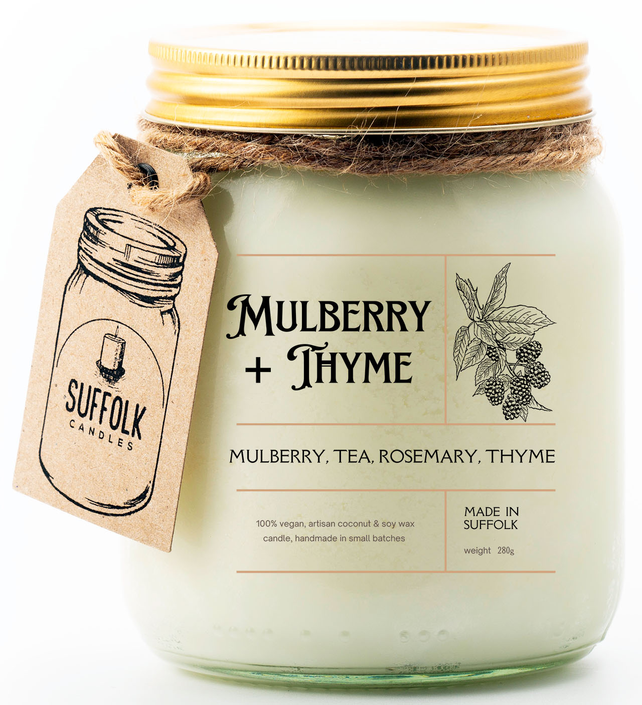 Mulberry & Thyme Fragrance Scented Candle | Rosemary, Mimosa, Musk & Jasmine